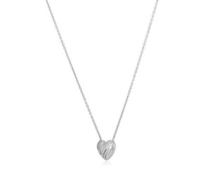 14k White Gold High Polish Scribbles Heart Necklace