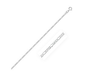 Solid Figaro Chain in 14k White Gold (1.9mm)