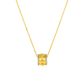 Basket Weave Textured Pendant in 14k Yellow and White Gold