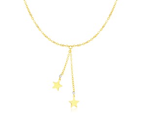 14k Two Tone Gold Lariat Style Necklace with Stars