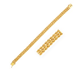 Three Row Rope Bracelet in 14k Yellow Gold (7.5mm)