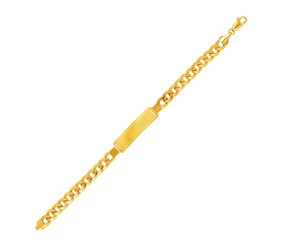 Cuban Chain Men's ID Bracelet in 14k Yellow Gold