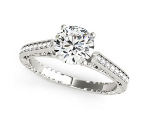 14k White Gold Round Diamond Antique Style Engagement Ring (1 1/8 cttw)