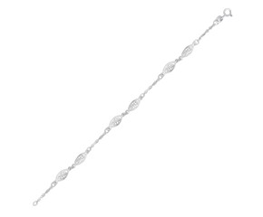 Filigree Marquise Stationed Anklet in 14k White Gold