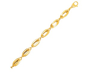14k Yellow Gold Bracelet with Long Double Oval Links