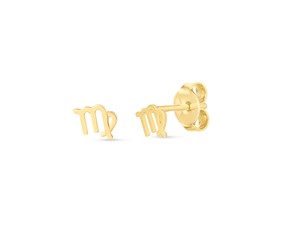 14k Yellow Gold Virgo Stud Earrings