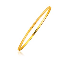 14k Yellow Gold 3mm Laser and Diamond Cut Tube Slip-on Bangle