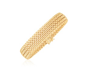 14k Yellow Gold High Polish Thick Braided Bracelet (14.5mm)