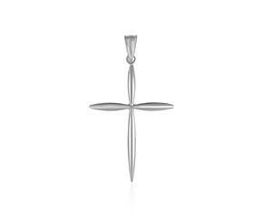 14k White Gold Rounded and Pointed Cross Pendant