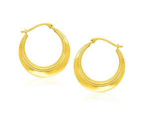 Rope Texture Graduated Hoop Earrings in 14k Yellow Gold