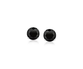 6mm Black Tone Faceted Cubic Zirconia Stud Earrings in 14k White Gold