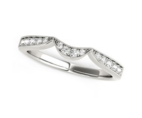 14k White Gold Milgrained Curved Wedding Diamond Band (1/6 cttw)