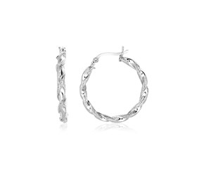 Sterling Silver Round Twisted Hoop Earrings(3x20mm)