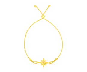 14k Yellow Gold Adjustable Bracelet with Star