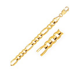Solid Figaro Chain in 14k Yellow Gold (7.0mm)