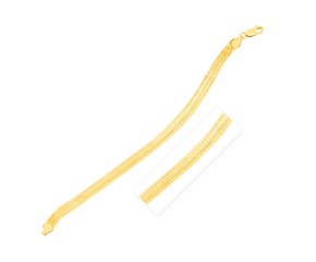 14k Yellow Gold 7 inch Three Strand Herringbone Chain Bracelet