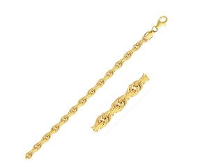 Solid Diamond Cut Rope Chain in 10k Yellow Gold (3.5mm)