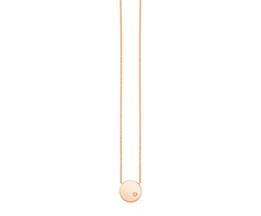 14k Rose Gold Necklace with Polished Round Pendant with Diamond