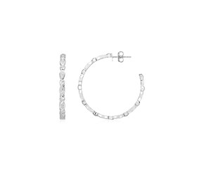 Sterling Silver Hoop Earrings with Round and Marquise Cubic Zirconias(2x30mm)