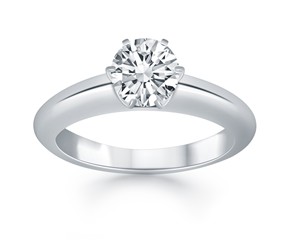 Solitaire Cathedral Engagement Ring in 14k White Gold