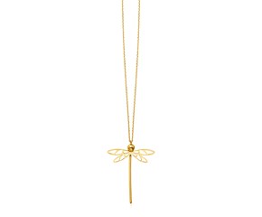 14k Yellow Gold Necklace with Dragonfly Pendant