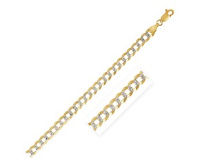 Pave Curb Chain in 14k Two Tone Gold (3.2 mm)
