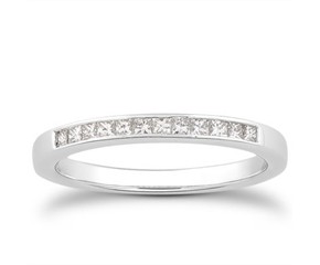 Princess Channel Diamond Wedding Ring Band in 14k White Gold