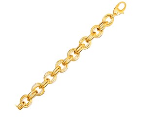 Twisted Double Link Bracelet in 14k Yellow Gold (11.80 mm)