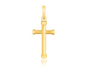 Rounded End Cross Pendant in 14k Yellow Gold