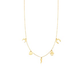 14K Yellow Gold Necklace with Polished Charms