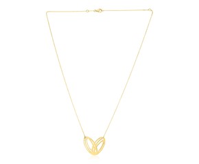 14k Yellow Gold High Polish Large Loopy Heart Necklace