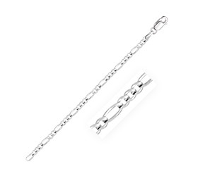 Solid Figaro Chain in 14k White Gold (3.00 mm)