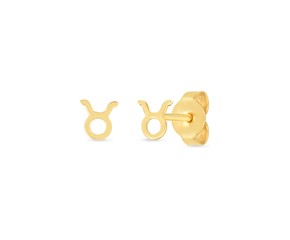 14K Yellow Gold Taurus Stud Earrings