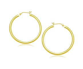 Classic Hoop Earrings in 14k Yellow Gold (3x40mm)