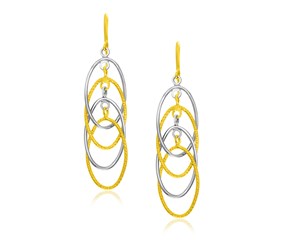 Cascading Style Entwined Earrings in 14k Two-Tone Gold