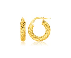 Twisted Cable Small Hoop Earrings in 14k Yellow Gold(4x17.6mm)