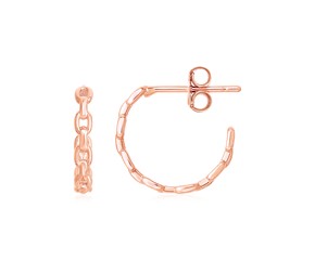 14k Rose Gold Delicate Chain Hoop Earrings