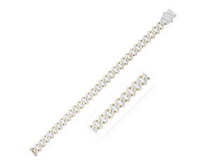 Modern Lite Edge Chain with White Pave in 14k Two Tone Gold (9.5mm)