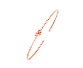 14k Rose Gold Polished Cuff Bangle with Knot