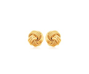 Small Ridged Love Knot Earring in 10k Yellow Gold