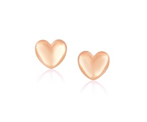 Polished Puffed Heart Earrings in 14k Rose Gold