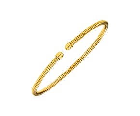 14k Yellow Gold Narrow Cable Textured Bangle