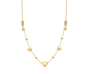 14k Yellow Gold Puff Heart Adjustable Necklace