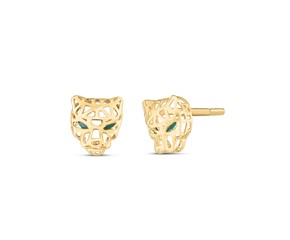 14k Yellow Gold Panther Head Stud Earrings