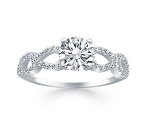 Double Infinity Diamond Engagement Ring Mounting in 14k White Gold
