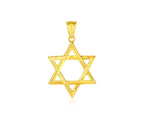 14k Yellow Gold Star of David Pendant