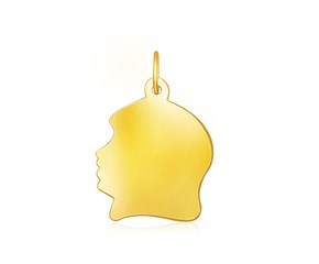 Large Girl Head Charm in 14k Yellow Gold
