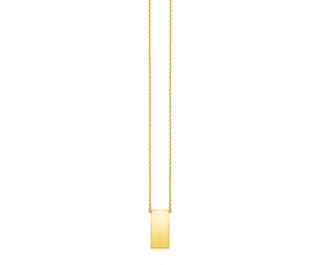 14k Yellow Gold Necklace with Polished Bar Pendant