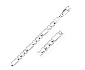 Solid Figaro Chain in 14k White Gold (6.00 mm)