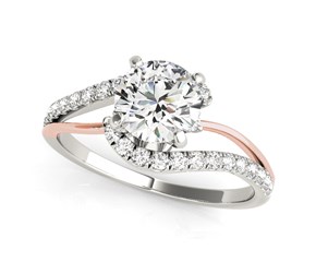 14k White And Rose Gold Round Bypass Split Shank Diamond Engagement Ring (1 1/3 cttw)